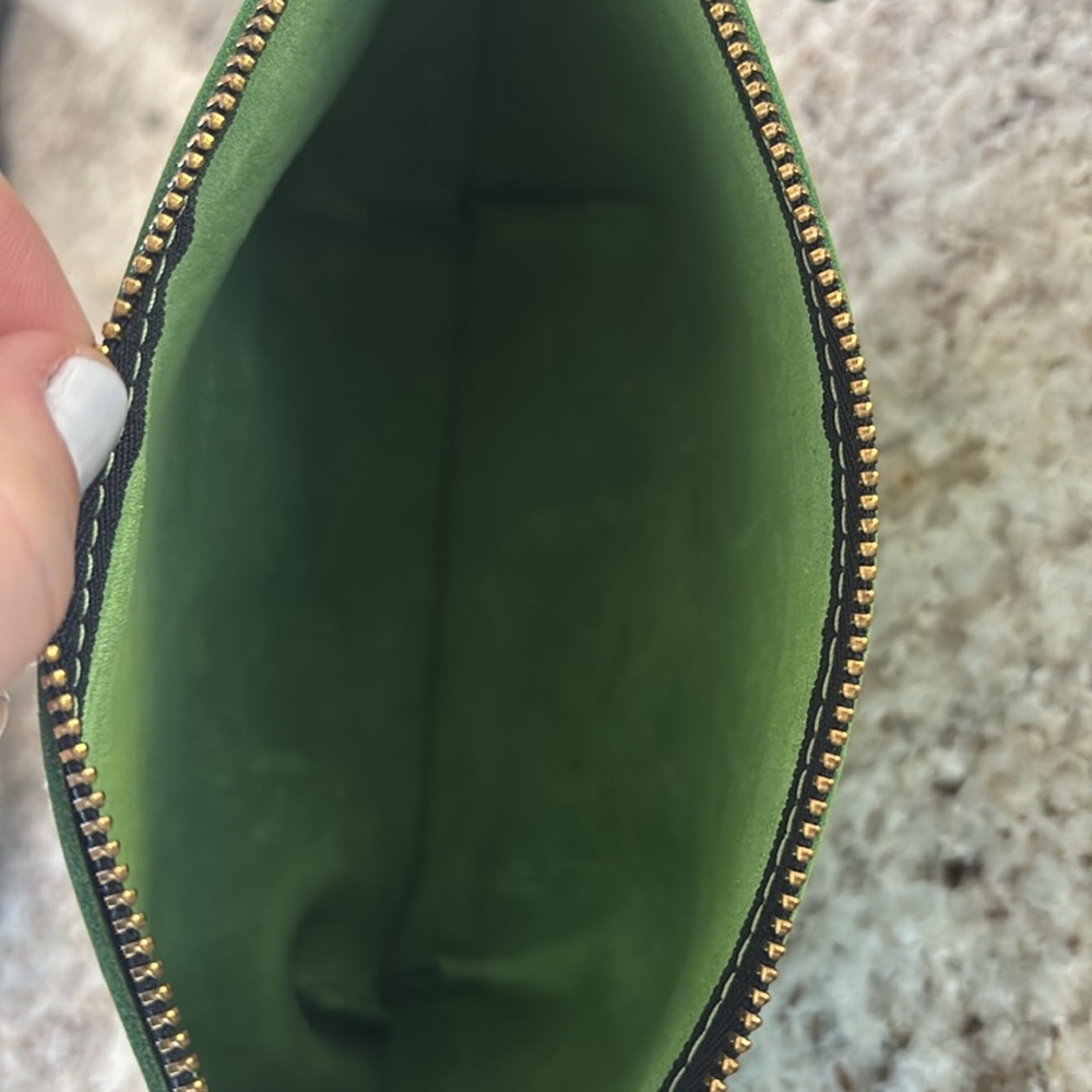 Green Leather Wristlet Clutch – “Designed for Joy New - Picture 3 of 7